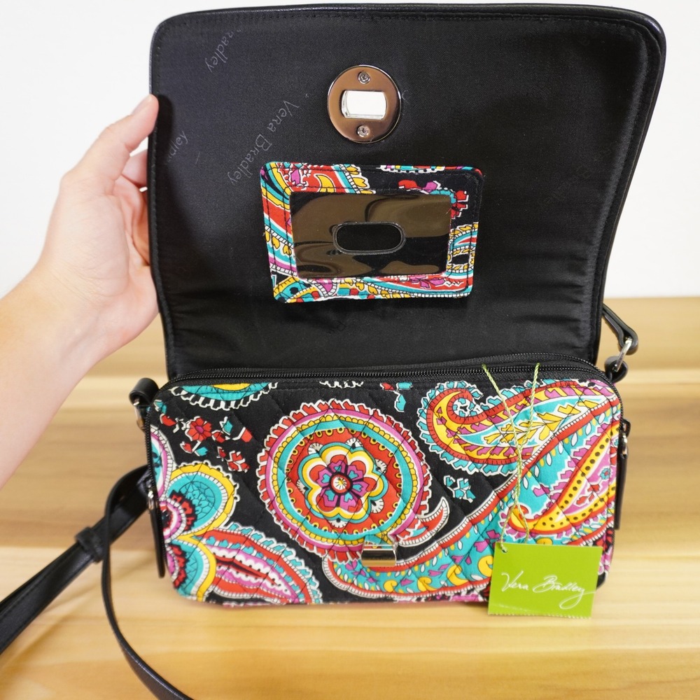 NEW Vera Bradley‎ Turnlock Crossbody Women Small Multicolor Parisian Paisley Bag - Picture 4 of 6